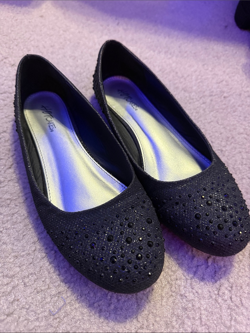 Black Crystal-Embellished Ballet Flats